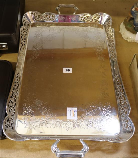 A Victorian electroplate tea tray